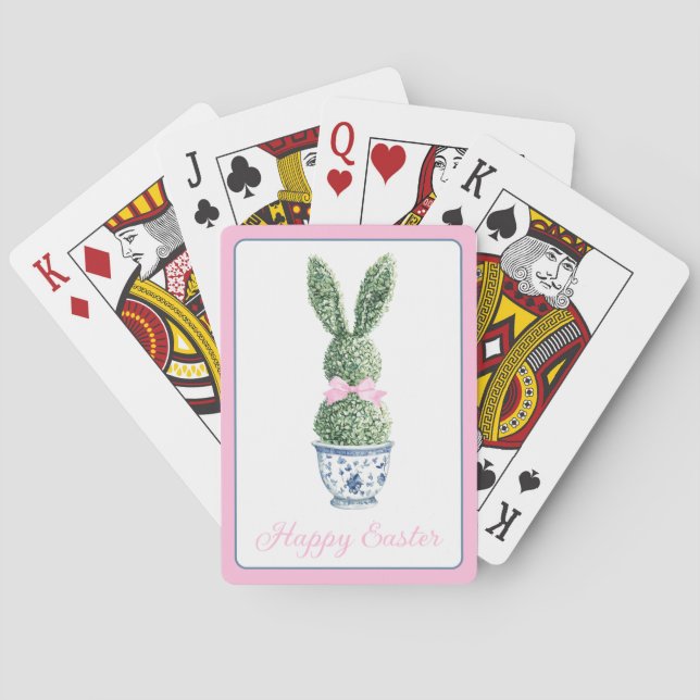 Jeu De Cartes Blue and White Chinoiserie With Rabbit Topiary (dos)