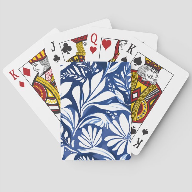 Jeu De Cartes Blue Botanical Watercolor Floral Pattern (dos)