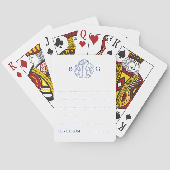 Jeu De Cartes Blue Clam Seashells Coastal Wedding Guest Book (dos)