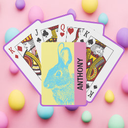Jeu De Cartes Blue Easter Bunny Retro Pastel