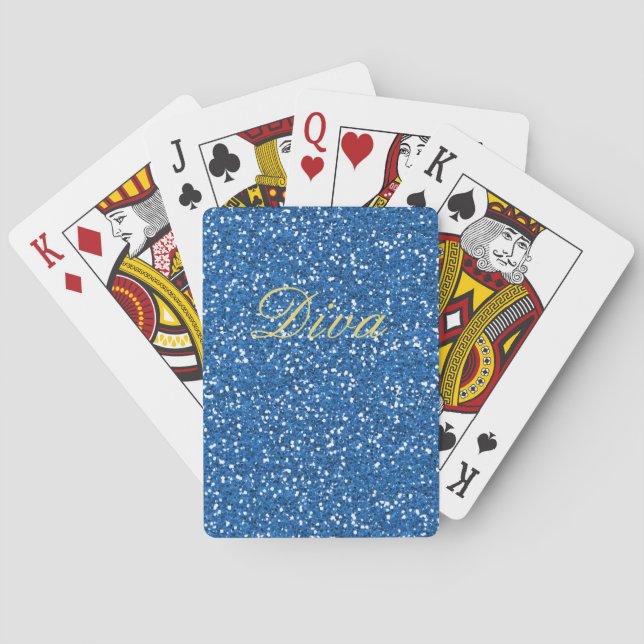 Jeu De Cartes Blue Faux Parties scintillant Diva (dos)