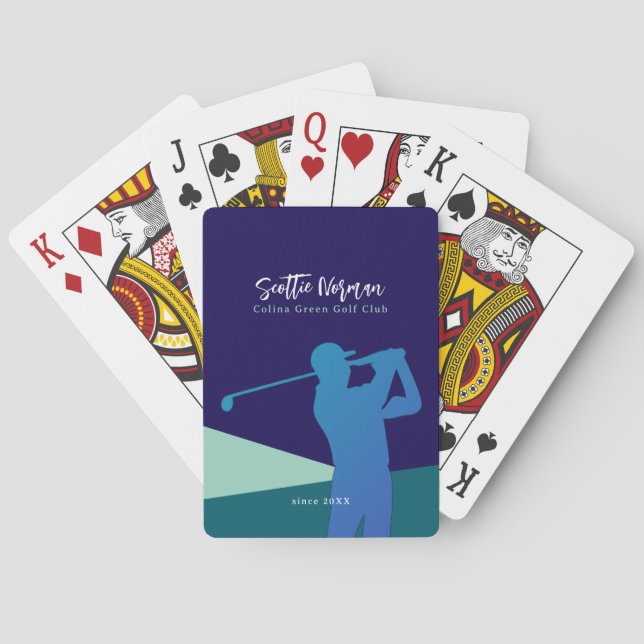 Jeu De Cartes Blue Golf Player Man avec Golf Club (dos)