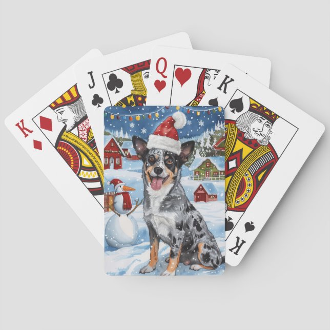 Jeu De Cartes Blue Heeler Chien Winter Wonderland Noël Joie (dos)