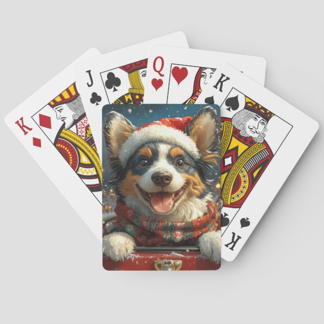 Jeu De Cartes Blue Heeler Dog Roller Dessous de verre Noël (dos)