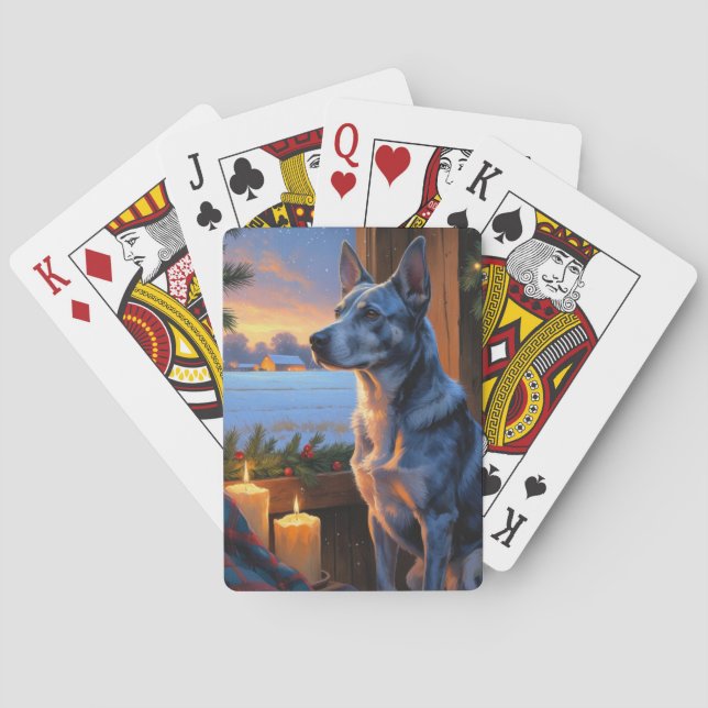 Jeu De Cartes Blue Heeler With Christmas Lights Holiday  (dos)