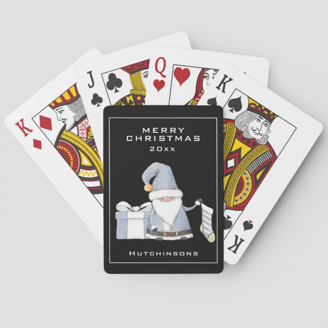 Jeu De Cartes Blue Père Noël Gnome avec Stocker & Gift (dos)