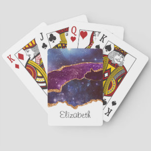 Jeu De Cartes Blue & Purple Space & Stars Agate moderne