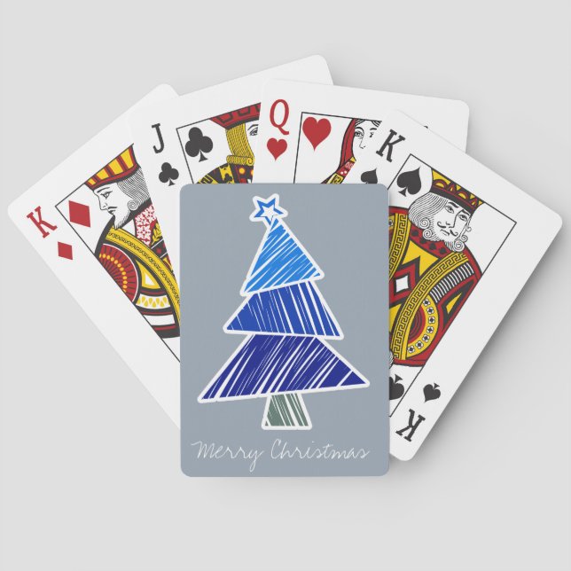 Jeu De Cartes Blue Sketchy Christmas Tree Jouer des cartes (dos)