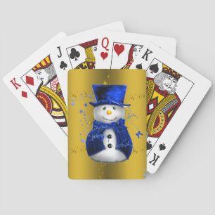 Jeu De Cartes Blue Snowman sur Gold Christmas