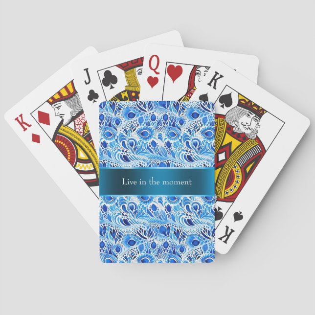 Jeu De Cartes Blue White Peacock Feathers   (dos)