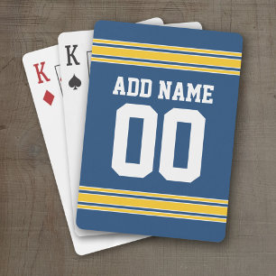 Jeu De Cartes Blue Yellow Football Team Jersey nom et numéro