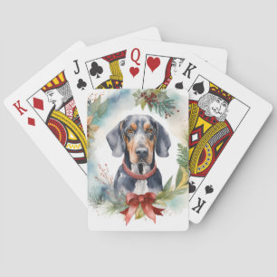 Jeu De Cartes Bluetick Coonhound Christmas Wreath Festive Pup