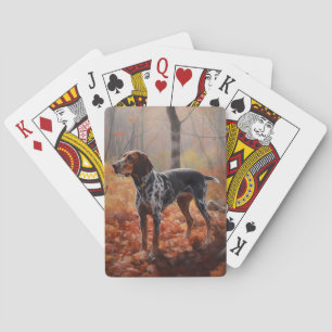 Jeu De Cartes Bluetick Coonhound dans les feuilles d'automne qui