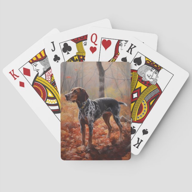Jeu De Cartes Bluetick Coonhound dans les feuilles d'automne qui (dos)