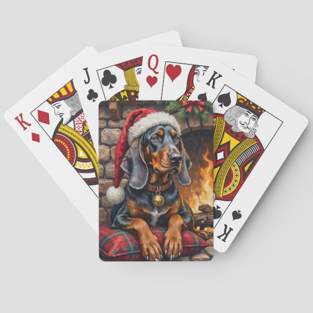 Jeu De Cartes Bluetick Coonhound Dog Cozy Lodge Christmas (dos)