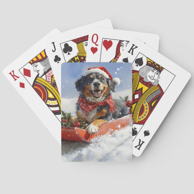 Jeu De Cartes Bluetick Coonhound Dog dans Sledge Noël (dos)
