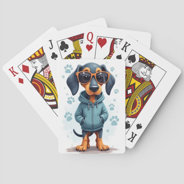 Jeu De Cartes Bluetick Coonhound Kawaii Chien Drôle (dos)