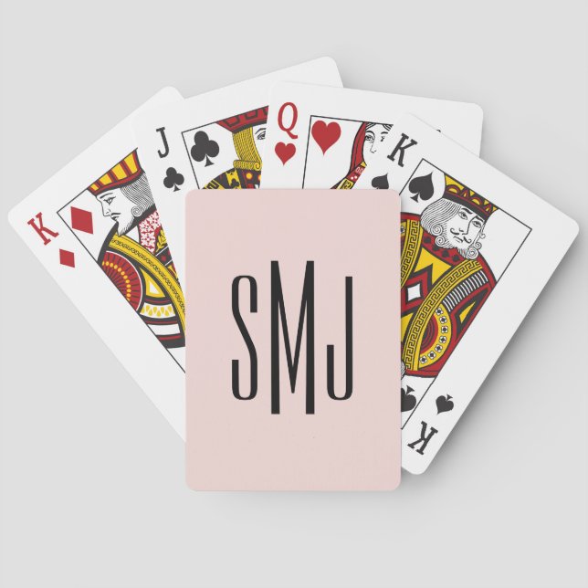 Jeu De Cartes Blush et Monogramme à Trois Lettres Noir (dos)