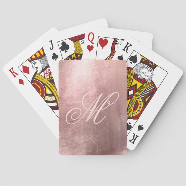 Jeu De Cartes Blush Fancy Monogramme Doré Rose Faux Brillants (dos)