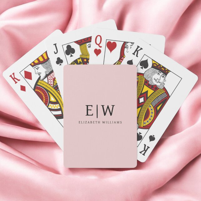 Jeu De Cartes Blush Rose Pâle Moderne Écriture Féminine Monogram (Créateur téléchargé)