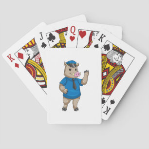 Jeu De Cartes Boar en tant qu'officier de police avec casquette 
