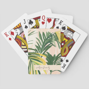 Jeu De Cartes Boho Blush Green Tropical Palm Plage Feuille