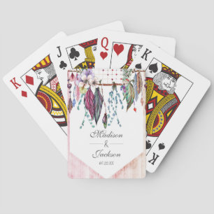 Jeu De Cartes Boho Dreamcatcher & Plumes Mariage rose Favoriser