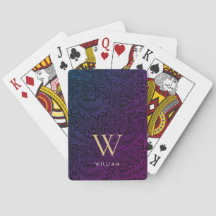 Jeu De Cartes Boho Purple Botanical Or Monogramme Nom