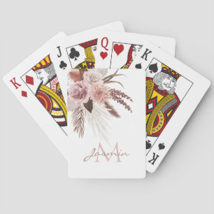 Jeu De Cartes Boho roseaux de pampa fleurs séchées Monogramme