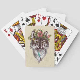 Jeu De Cartes Boho Style Wolf Halo Portrait