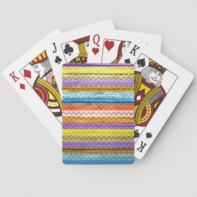 Jeu De Cartes Bois Abstrait Chevron Coloré (dos)