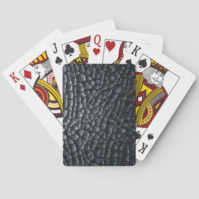 Jeu De Cartes bois brûlé texture craquelée charbon motif (dos)
