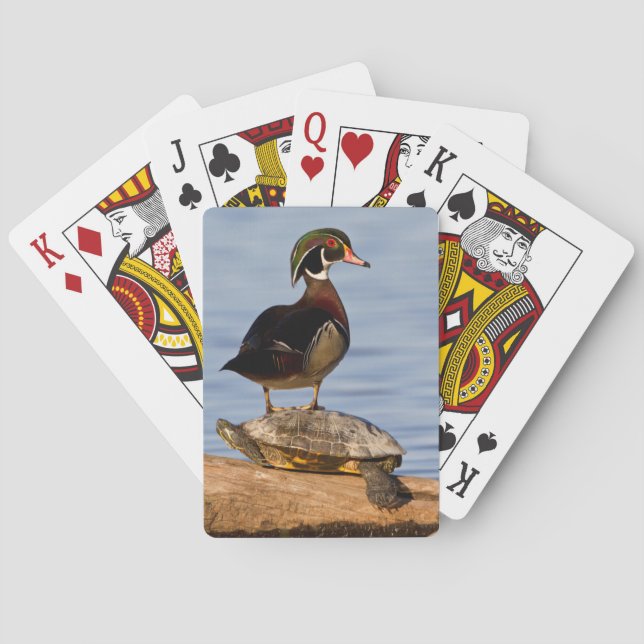 Jeu De Cartes Bois Canard mâle debout sur le glisseur à oreilles (dos)