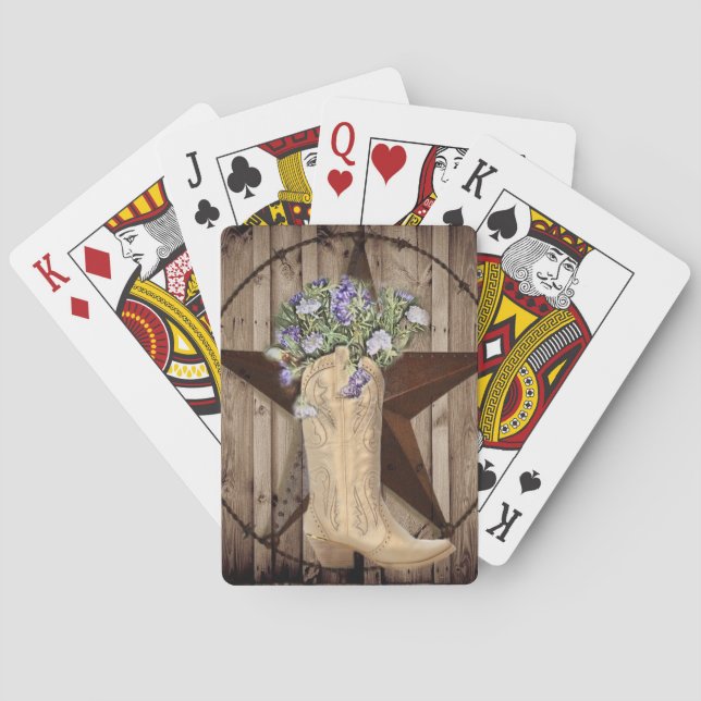 Jeu De Cartes bois de grange rustique fleur sauvage étoile occid (dos)