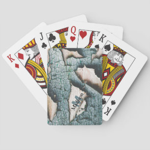 Jeu De Cartes Bois de peinture bleu vieux rustique vert sur mesu