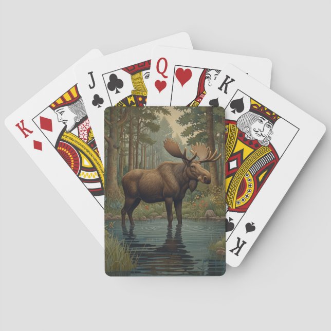 Jeu De Cartes Bois d'orignal rustique Forêt enchantée (dos)