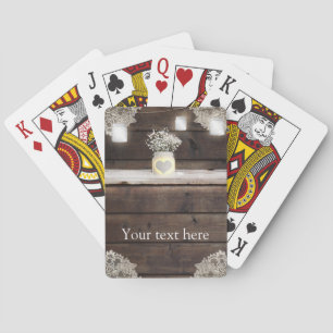 Jeu De Cartes Bois rustique, dentelle et pots Mason Barn élégant