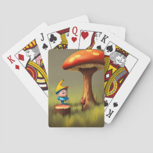 Jeu De Cartes Bois rustique en bois blanc champignon Gnome