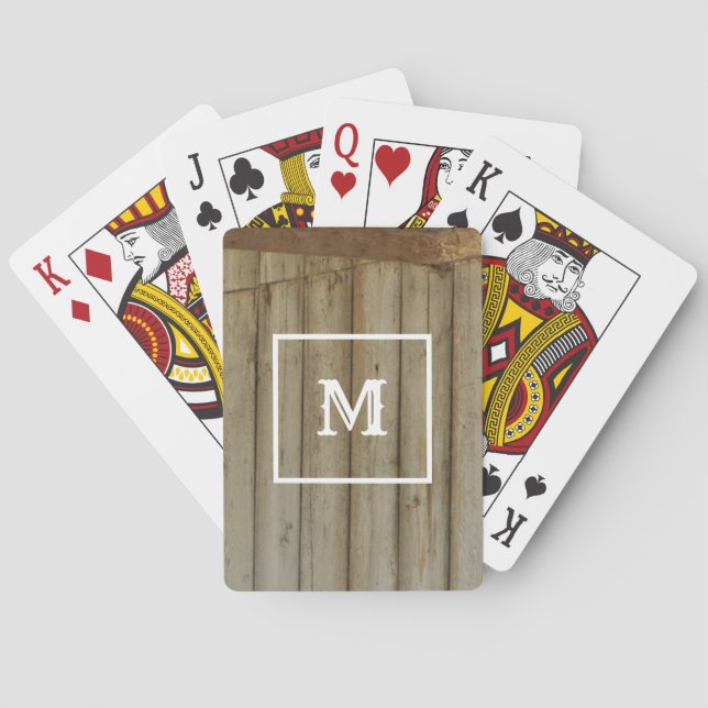 Jeu De Cartes Bois rustique, Monogramme, Ouest (dos)