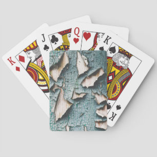 Jeu De Cartes Bois vieux bleu clair vert peinture qui s'écaille 