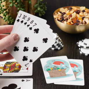 Jeu De Cartes Boite artisanale avec décoration de Noël et chapea