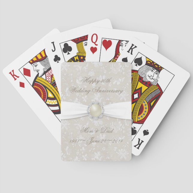 Jeu De Cartes Bold Damask 30e anniversaire de Mariage (dos)