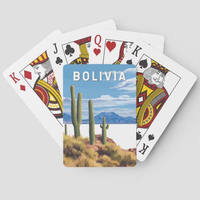 Jeu De Cartes Bolivie Illustration Travel Art Vintage (dos)