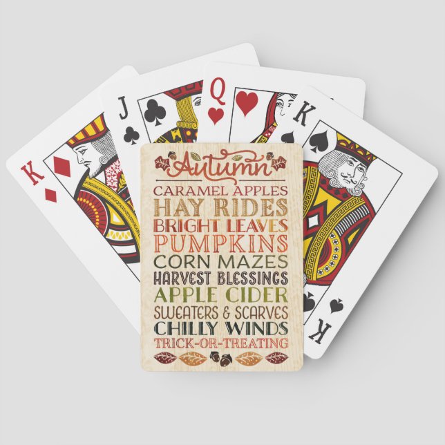 Jeu De Cartes Bon thanksgiving Mots descriptifs Automne (dos)