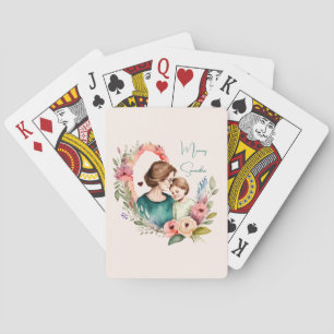 Jeu De Cartes Bond adorable maman et fille - Cadre floral (4)
