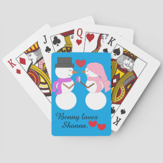 Jeu De Cartes Bonhommes de neige et amour : Bleu-vert