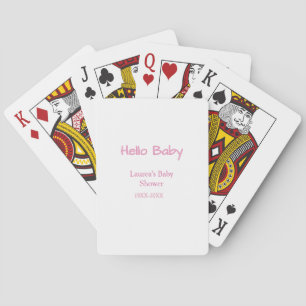 Jeu De Cartes bonjour bébé rose pastel tendance nom date baby sh