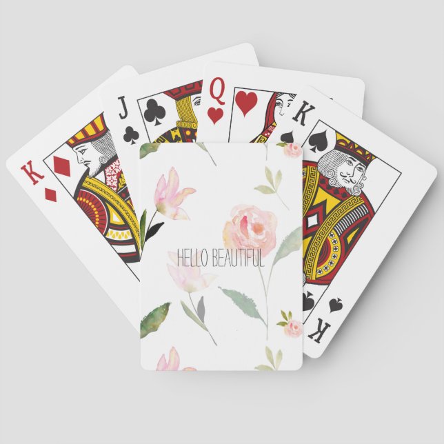 Jeu De Cartes Bonjour belle aquarelle florale (dos)