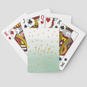 Jeu De Cartes Bonjour Confettis Dorés Aquarelle Menthe