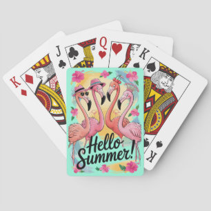 Jeu De Cartes Bonjour Flamingo Mignon Vacances de Plage Tropical